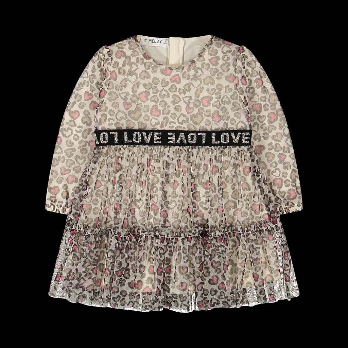 Abito a maniche lunghe in tulle maculato per bambina