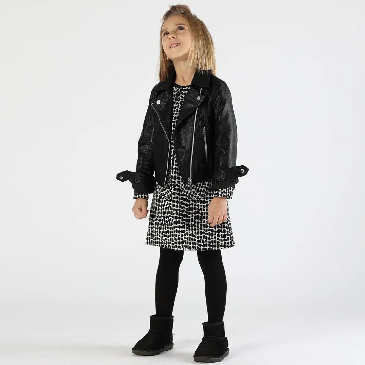 Abito bambina a trapezio in maglia jacquard
