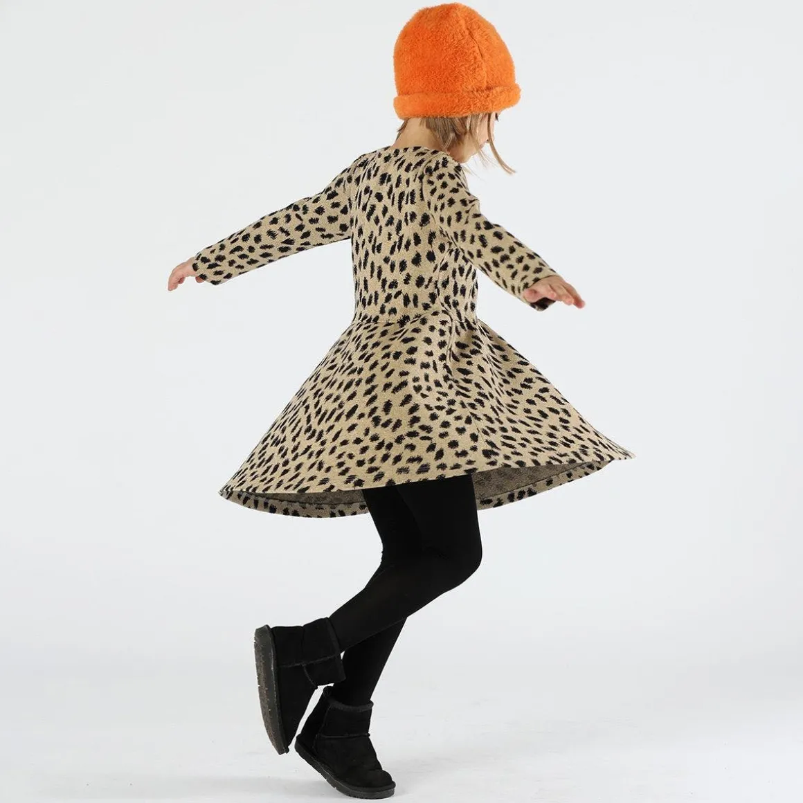 Abito bambina in maglia animalier