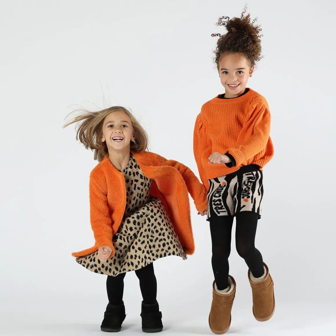 Abito bambina in maglia animalier