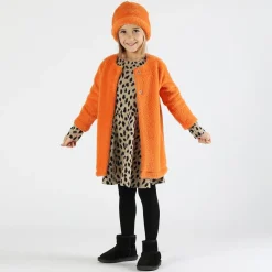 Abito bambina in maglia animalier