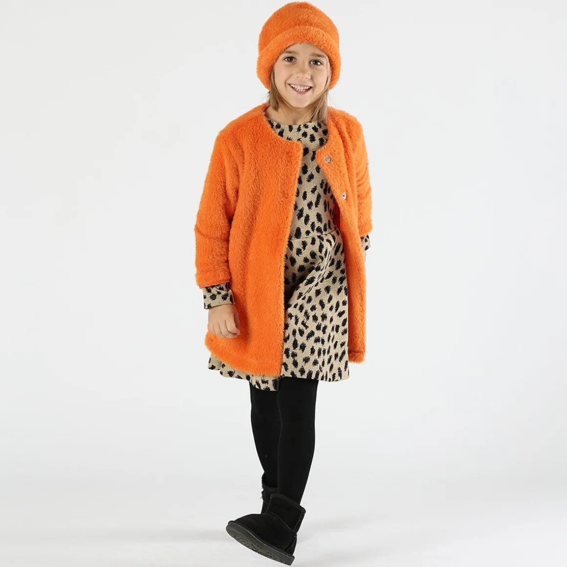Abito bambina in maglia animalier