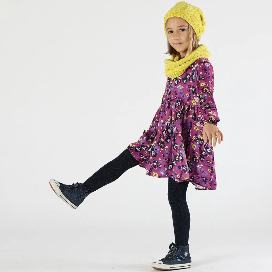 Abito bambina in raso stampato