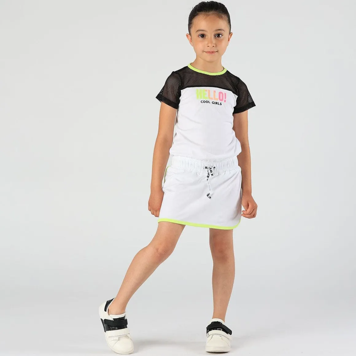 Abito con inserto in rete da bambina