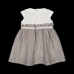 Abito da bambina a manica corta in jersey stretch e rasetto di cotone