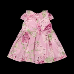 Abito da bambina con coulotte in rasetto 100% cotone satinato con stampa floreale