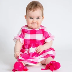 Abito da bambina in mussola di cotone con stampa a quadri