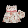 Abito e coulotte da bambina in mussola 100 % cotone con stampa floreale