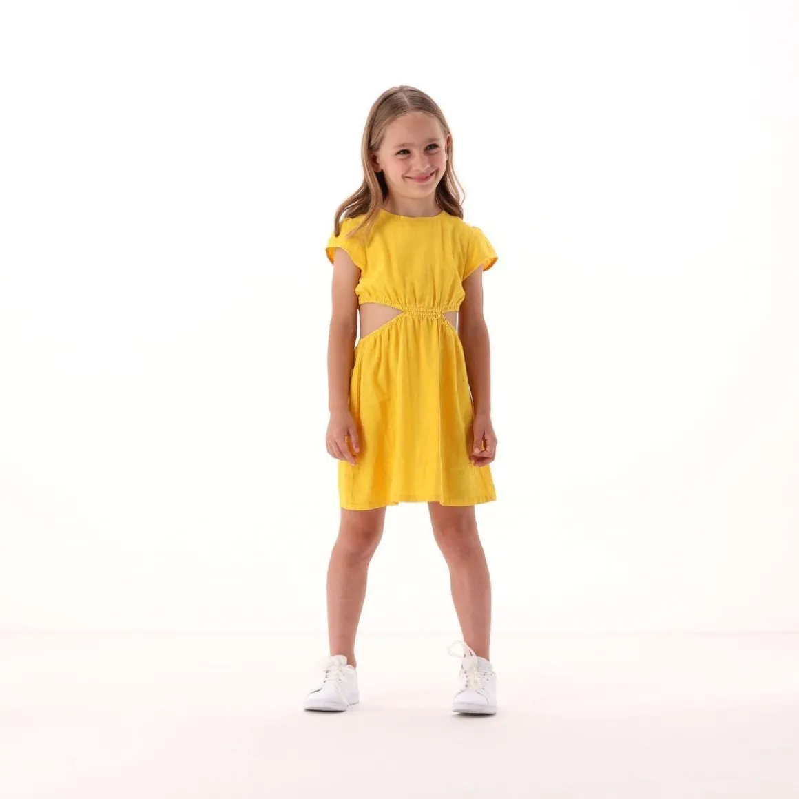 Abito in misto lino per bambina