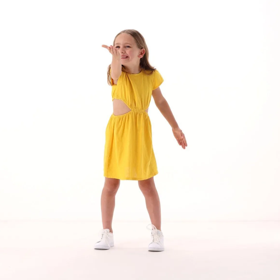 Abito in misto lino per bambina