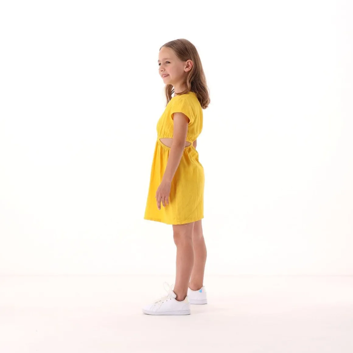Abito in misto lino per bambina