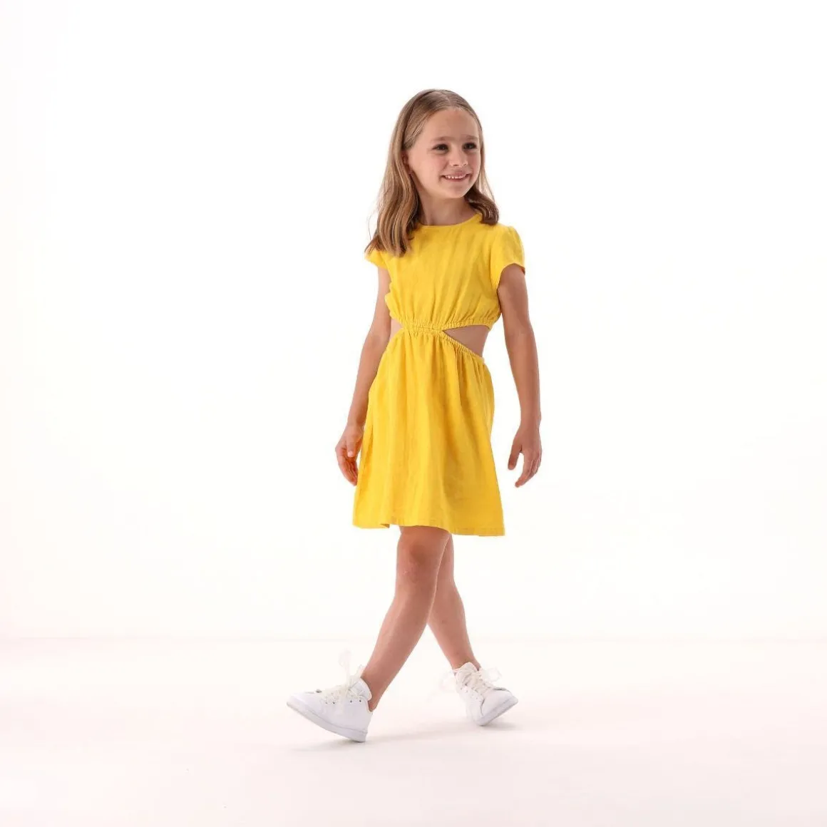 Abito in misto lino per bambina