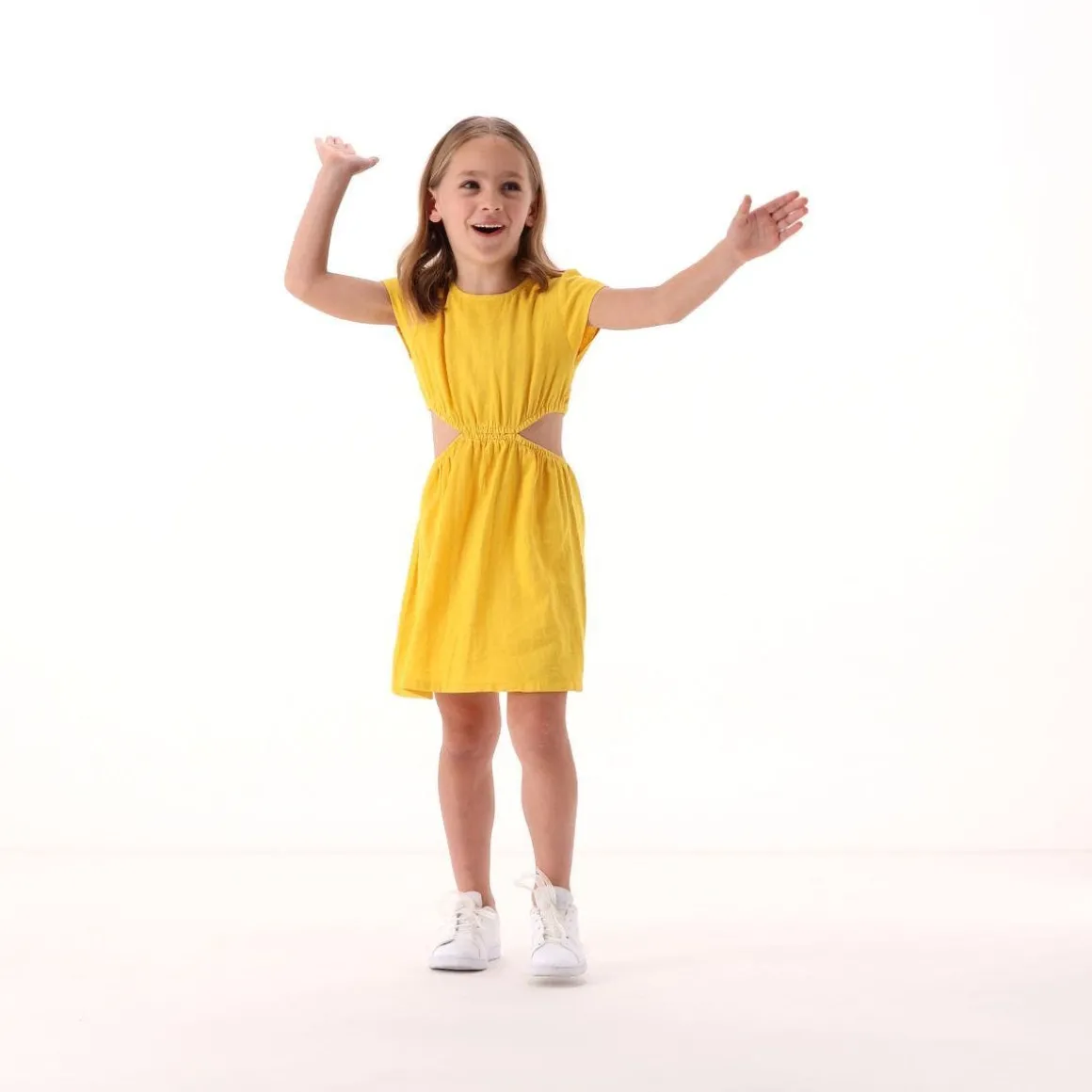 Abito in misto lino per bambina