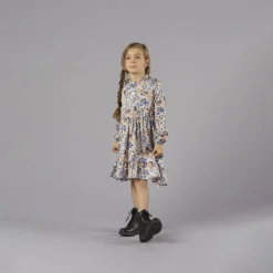 Abito in raso in fantasia da bambina