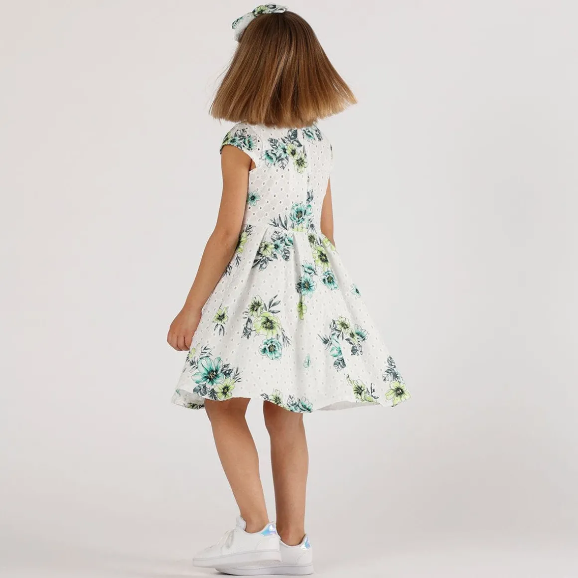 Abito in sangallo stampato bambina