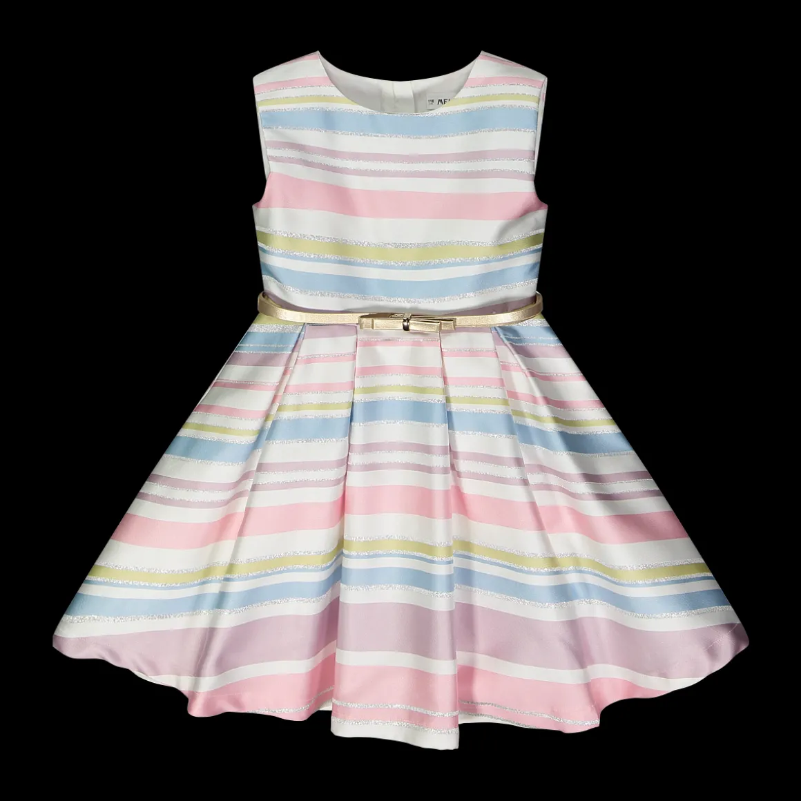 Abito in shantung rigato bambina