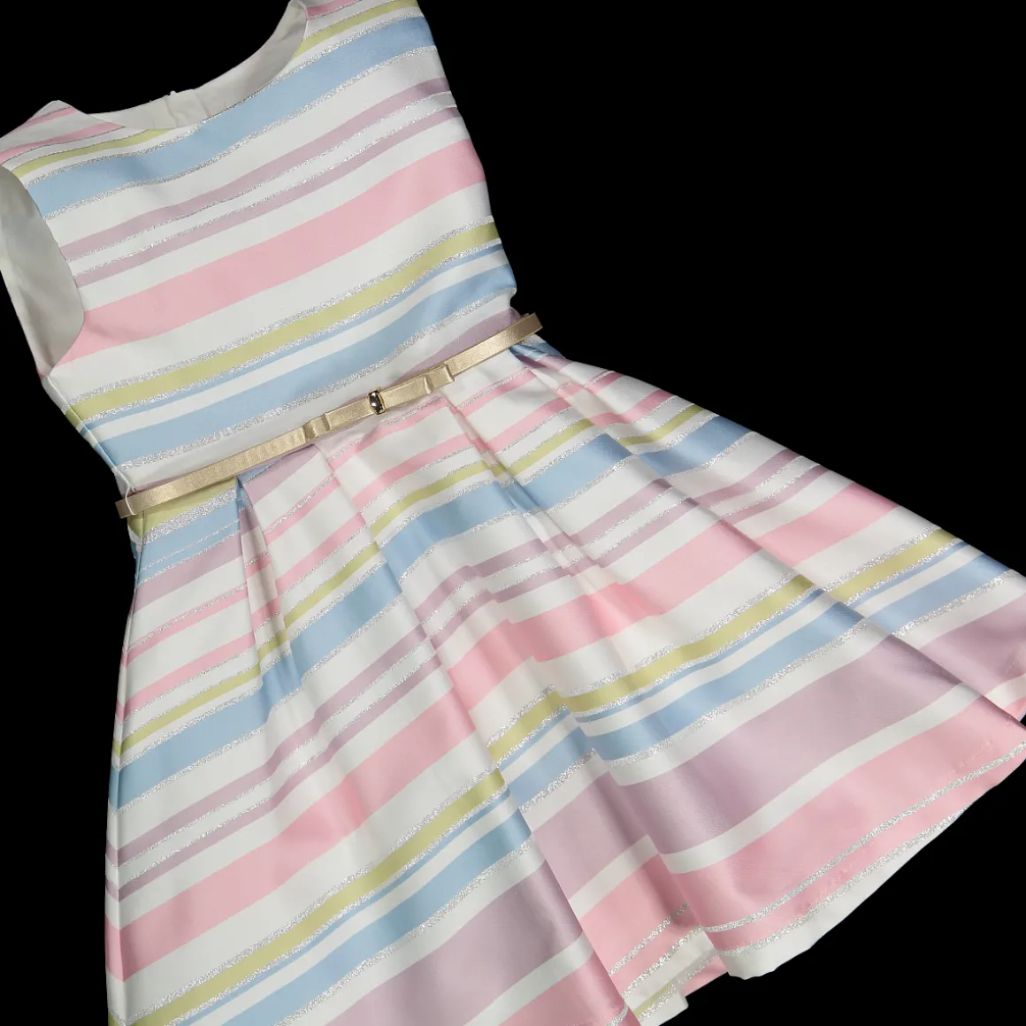 Abito in shantung rigato bambina