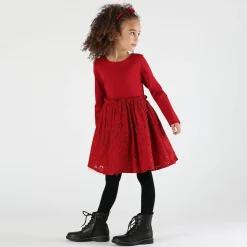 Abito manica lunga in pizzo da bambina