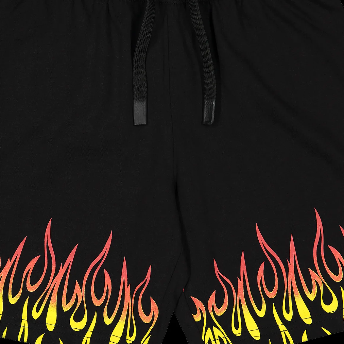 Bermuda da bambino con stampa fiamme