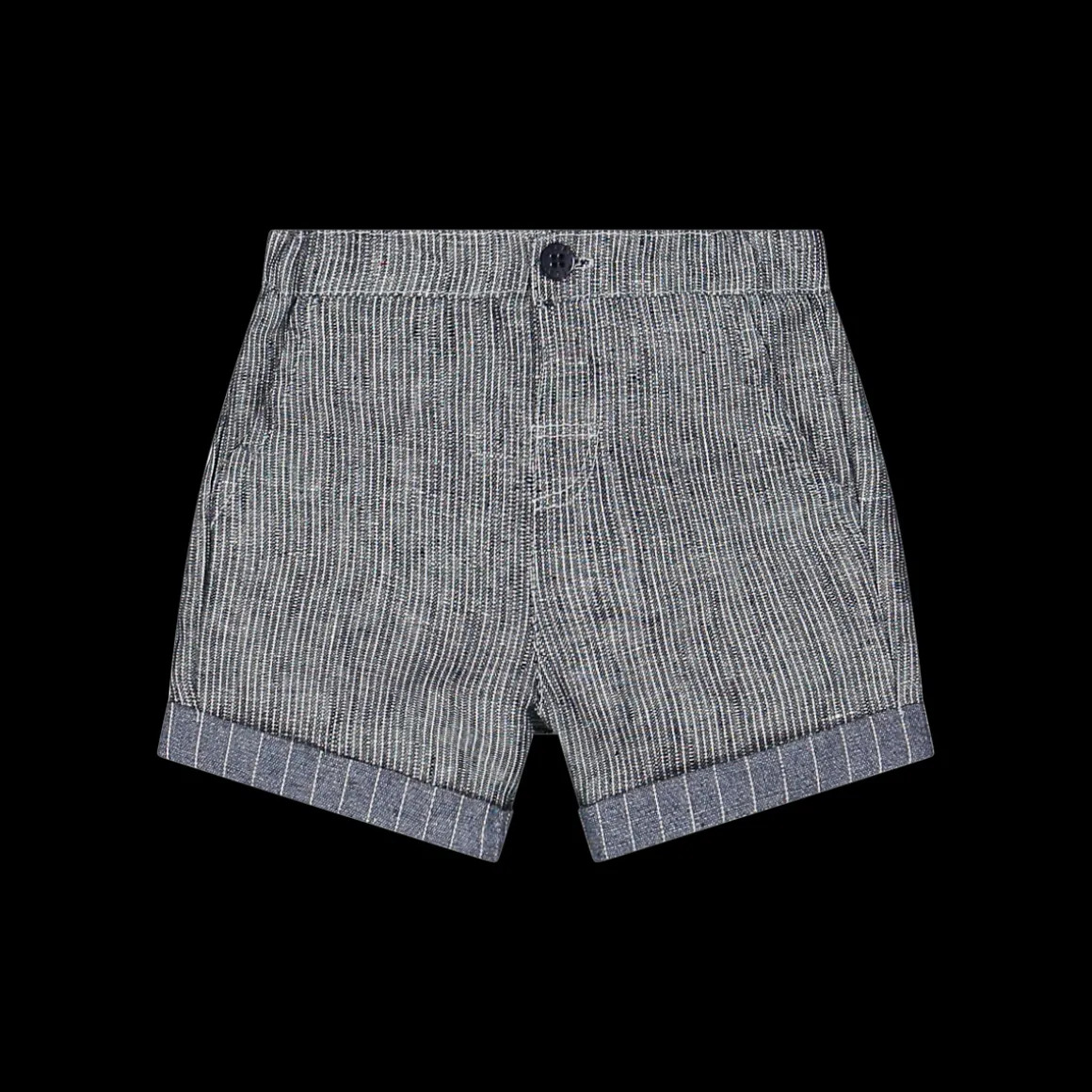 Bermuda da bambino in tessuto rigato bianco-blu