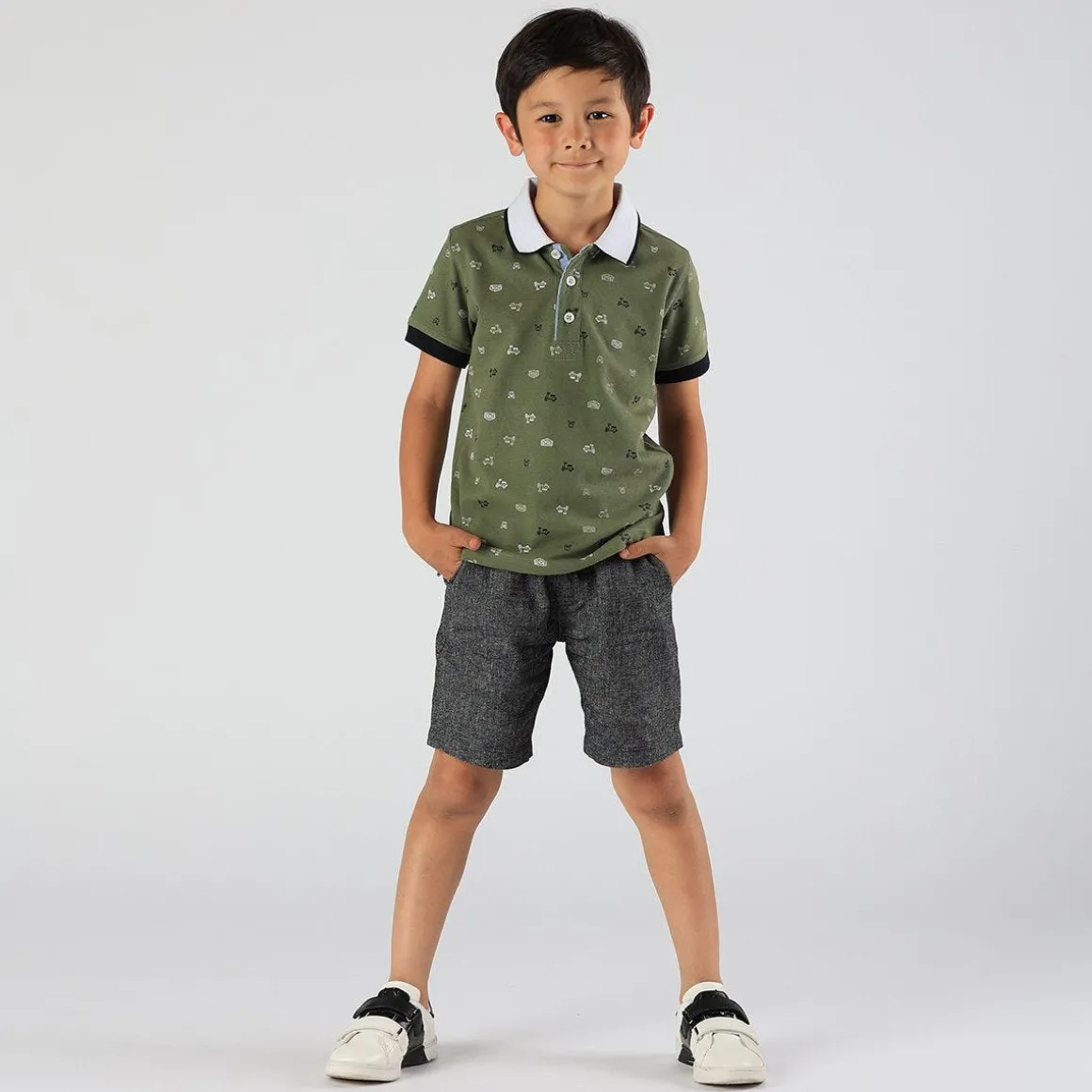 Bermuda da bambino in tessuto cotone/lino