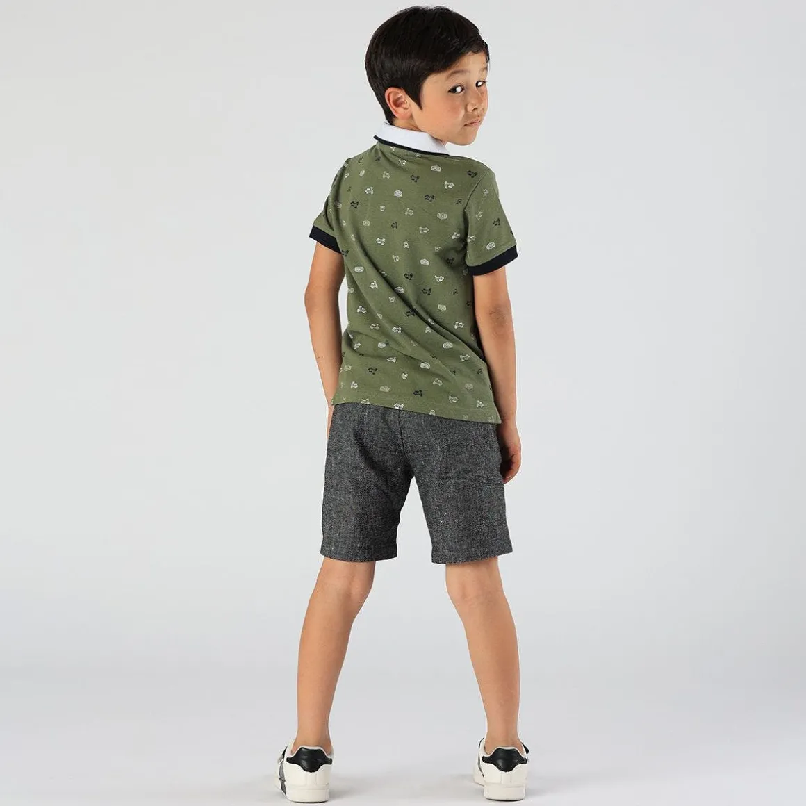 Bermuda da bambino in tessuto cotone/lino