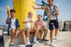 Bermuda in gabardina fiammata per bambino