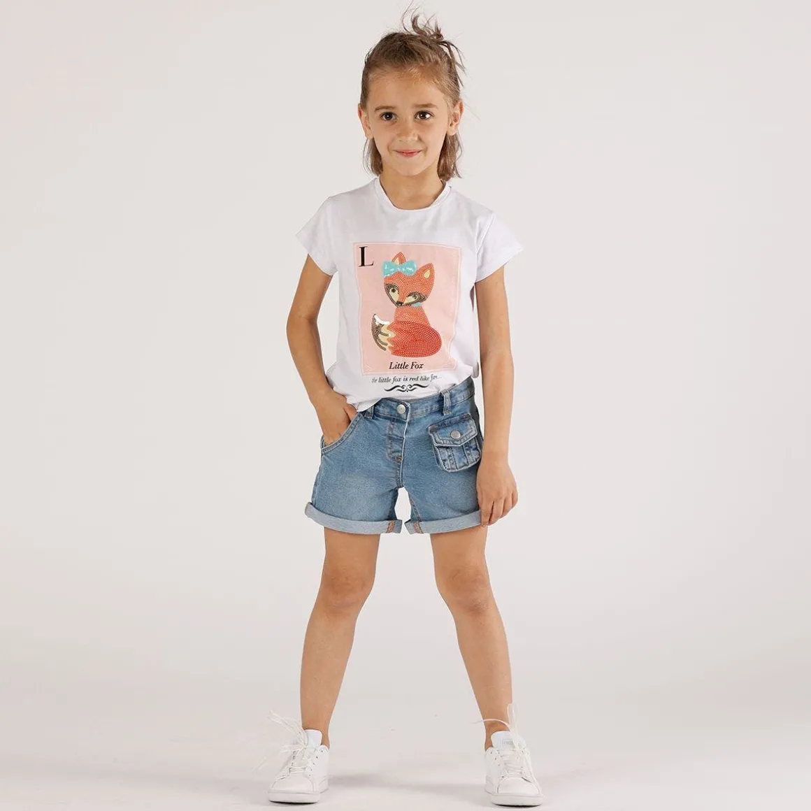 Bermuda in tessuto stretch da bambina