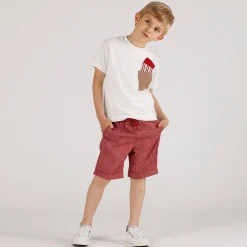 Bermuda misto lino bordeaux da bambino