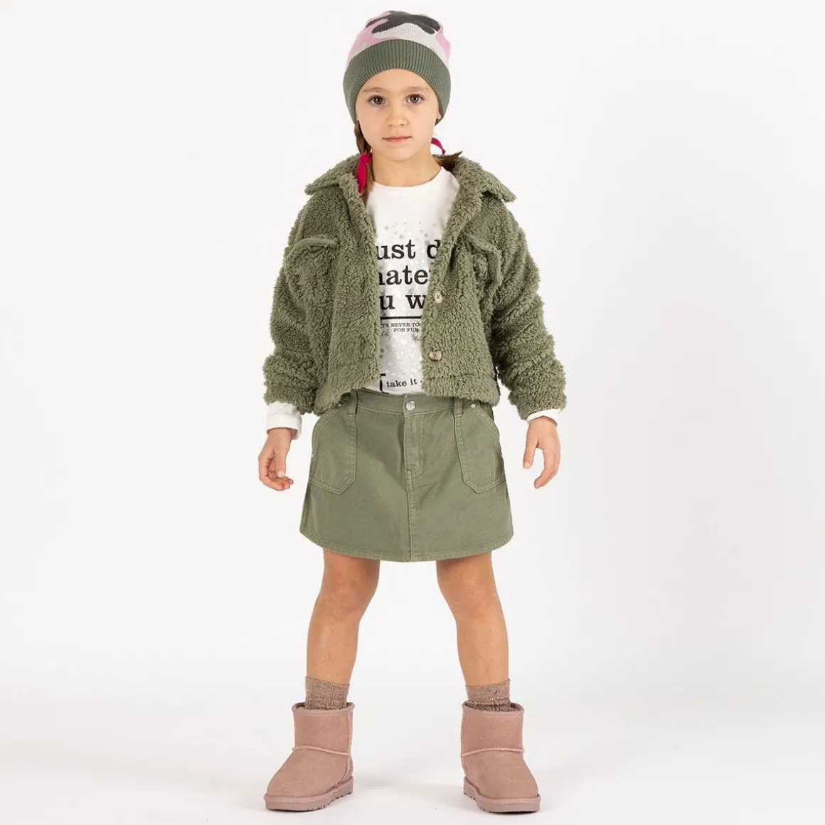 Berretto jacquard camouflage per bambina