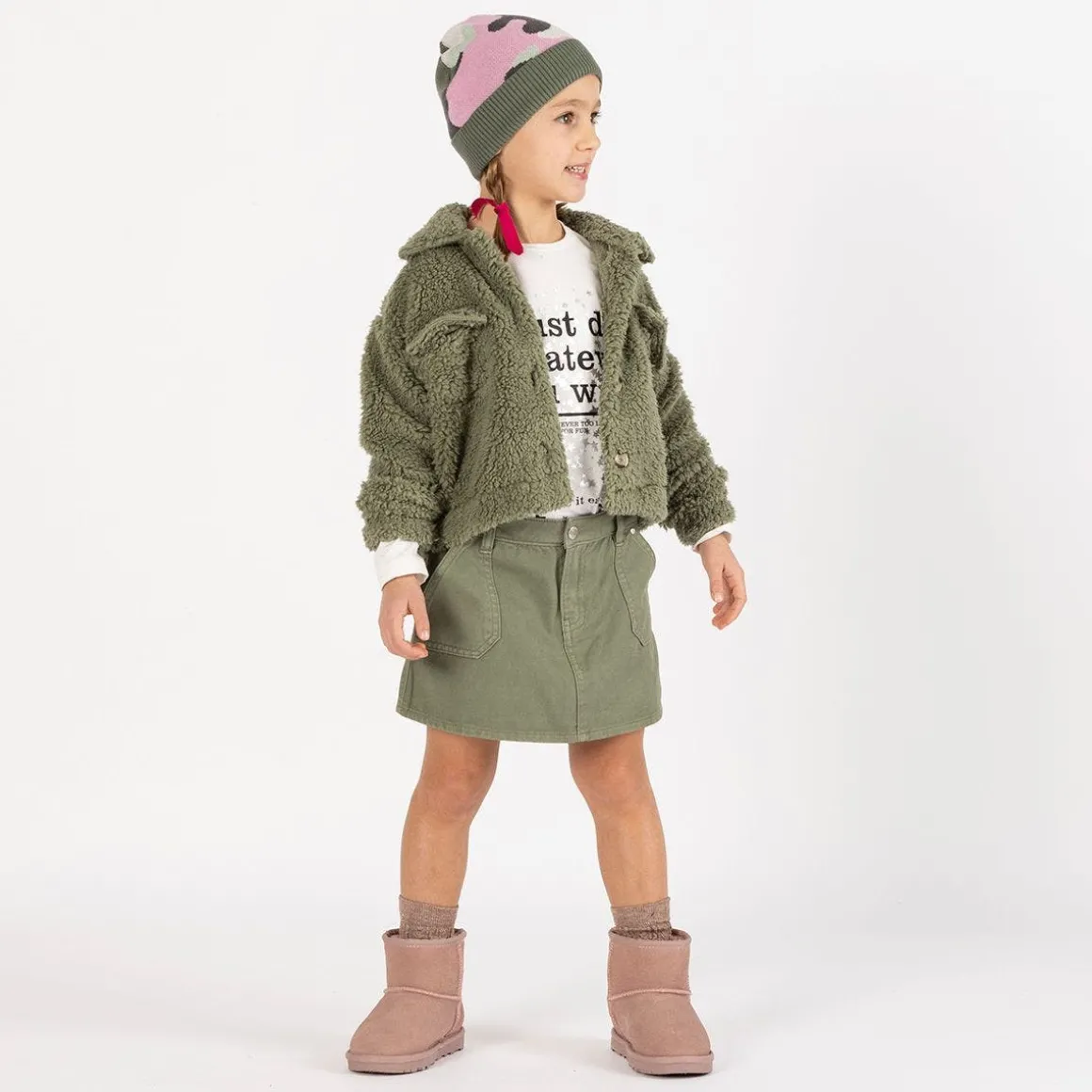 Berretto jacquard camouflage per bambina