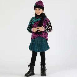 Berretto tricot maculato colorato bambina