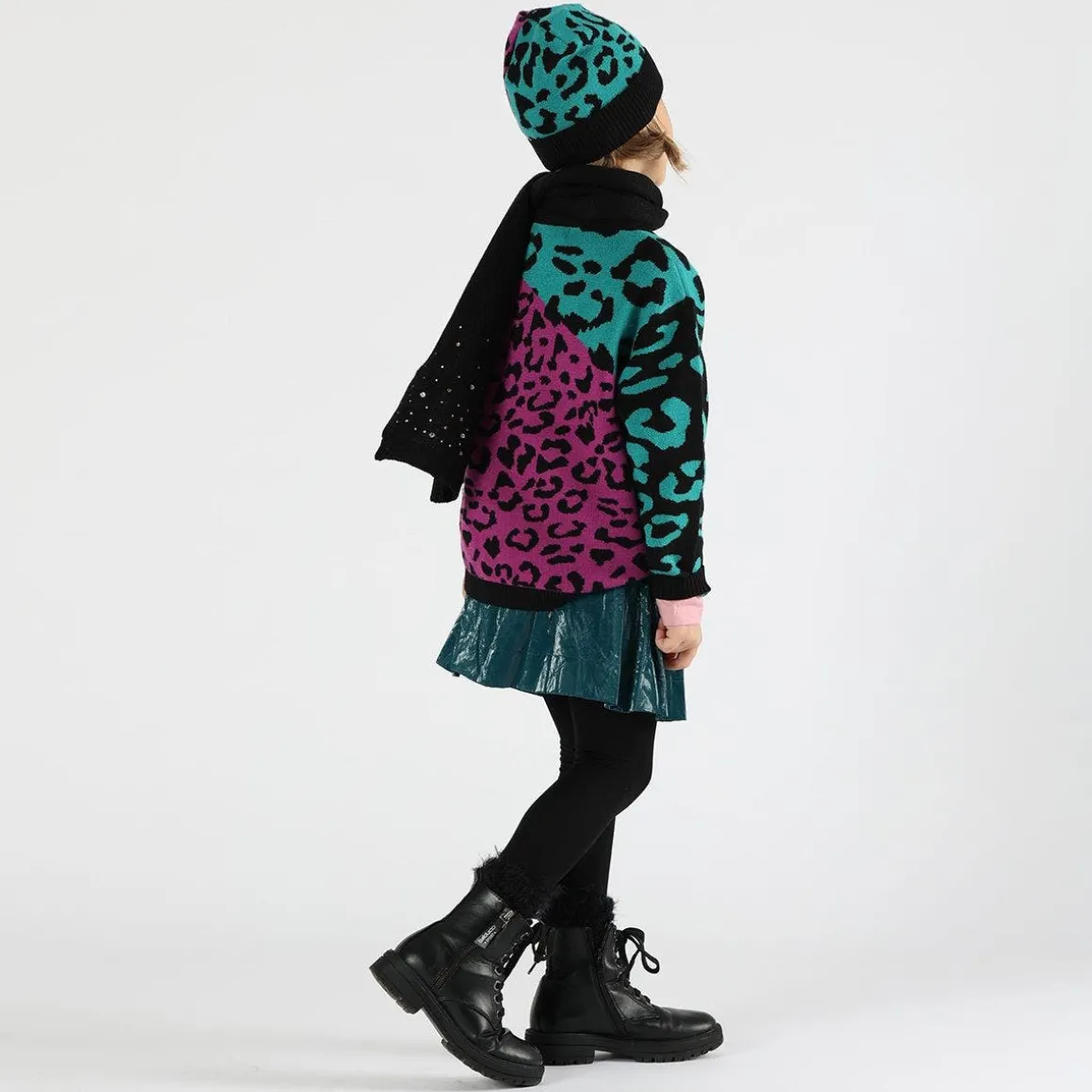 Berretto tricot maculato colorato bambina