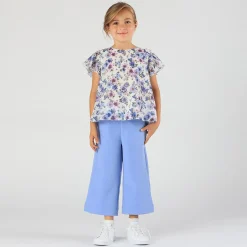 Blusa con maniche plissè da bambina