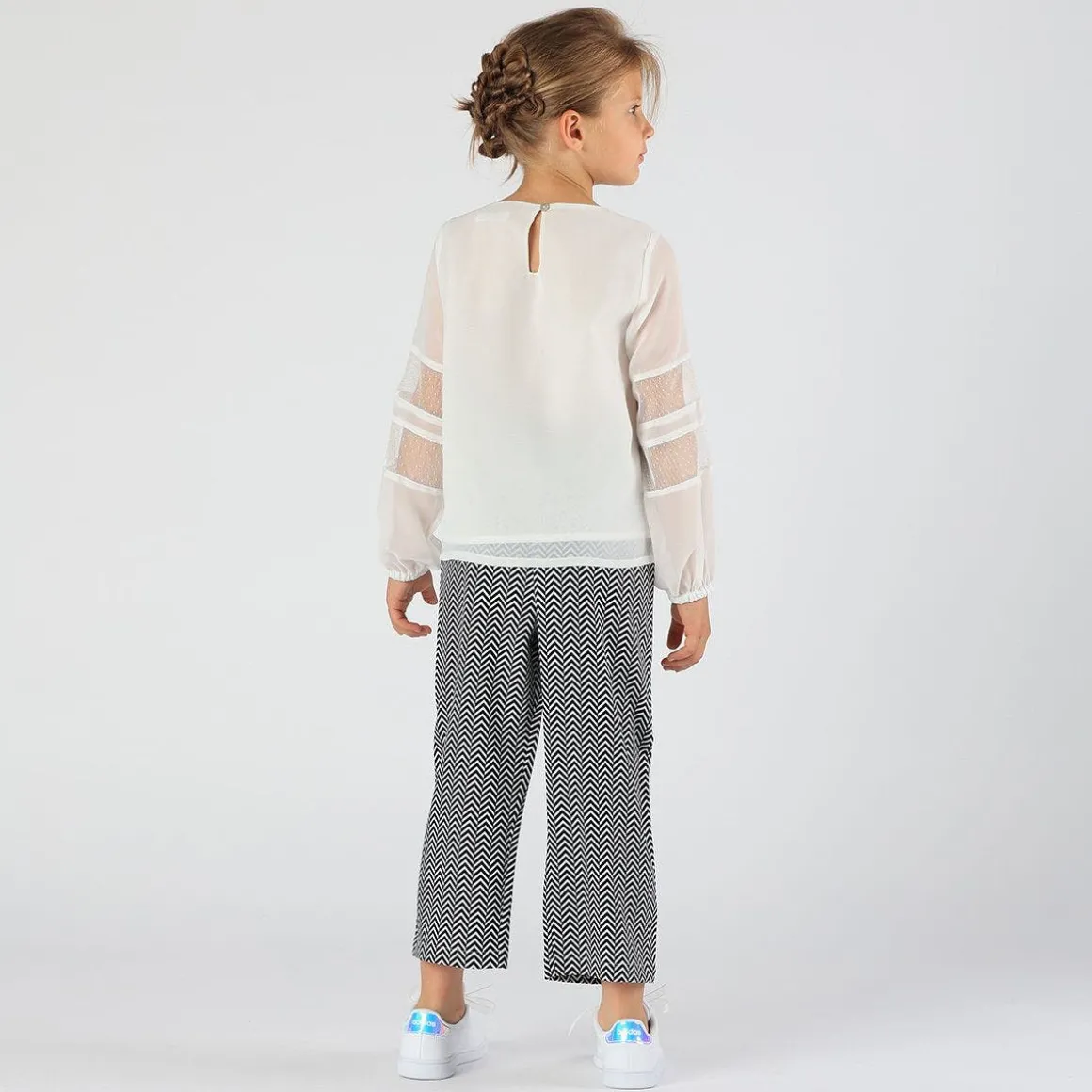 Blusa in chiffon e tulle da bambina