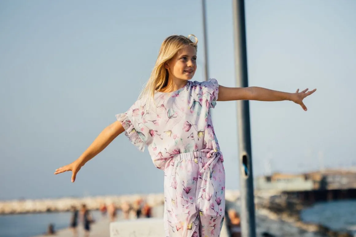 Blusa in creponne stampato per bambina