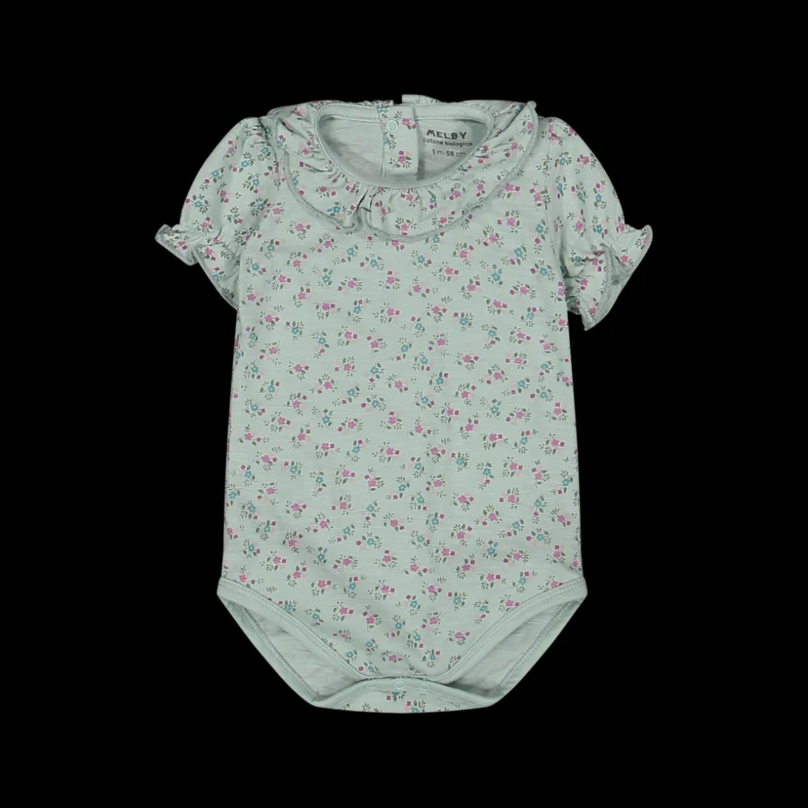 Body in cotone biologico con fiorellini liberty da bambina