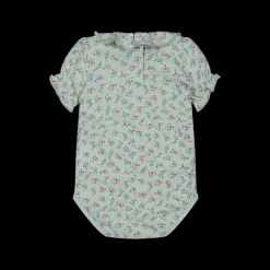 Body in cotone biologico con fiorellini liberty da bambina