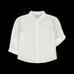 Camicia bambino in misto lino bianca