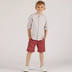 Camicia con collo alla coreana rigata da bambino