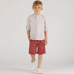 Camicia con collo alla coreana rigata da bambino