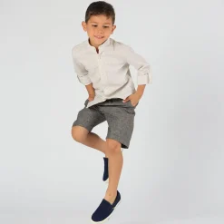 Camicia con collo alla coreana rigata da bambino