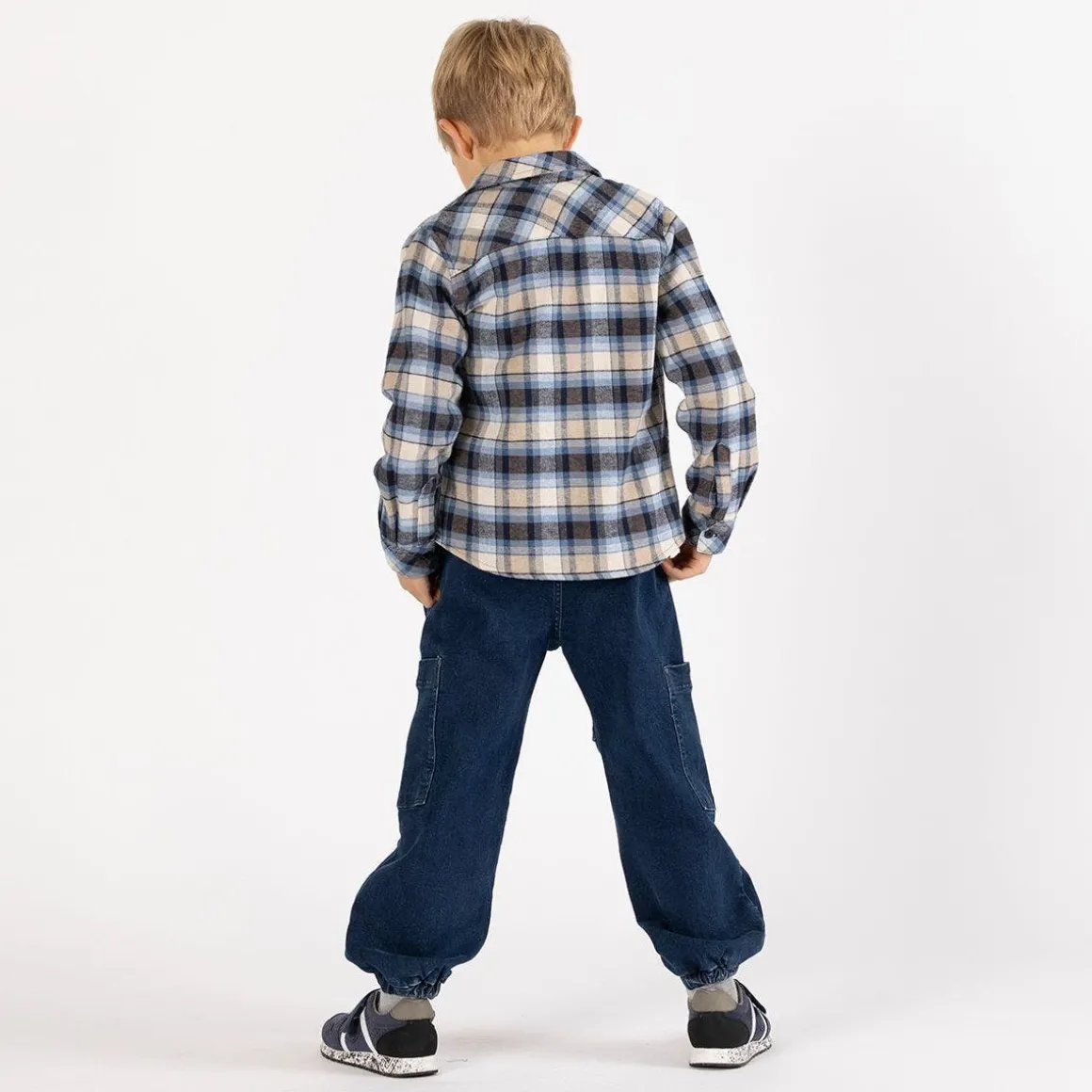 Camicia flanella a quadri in grigio per ragazzo