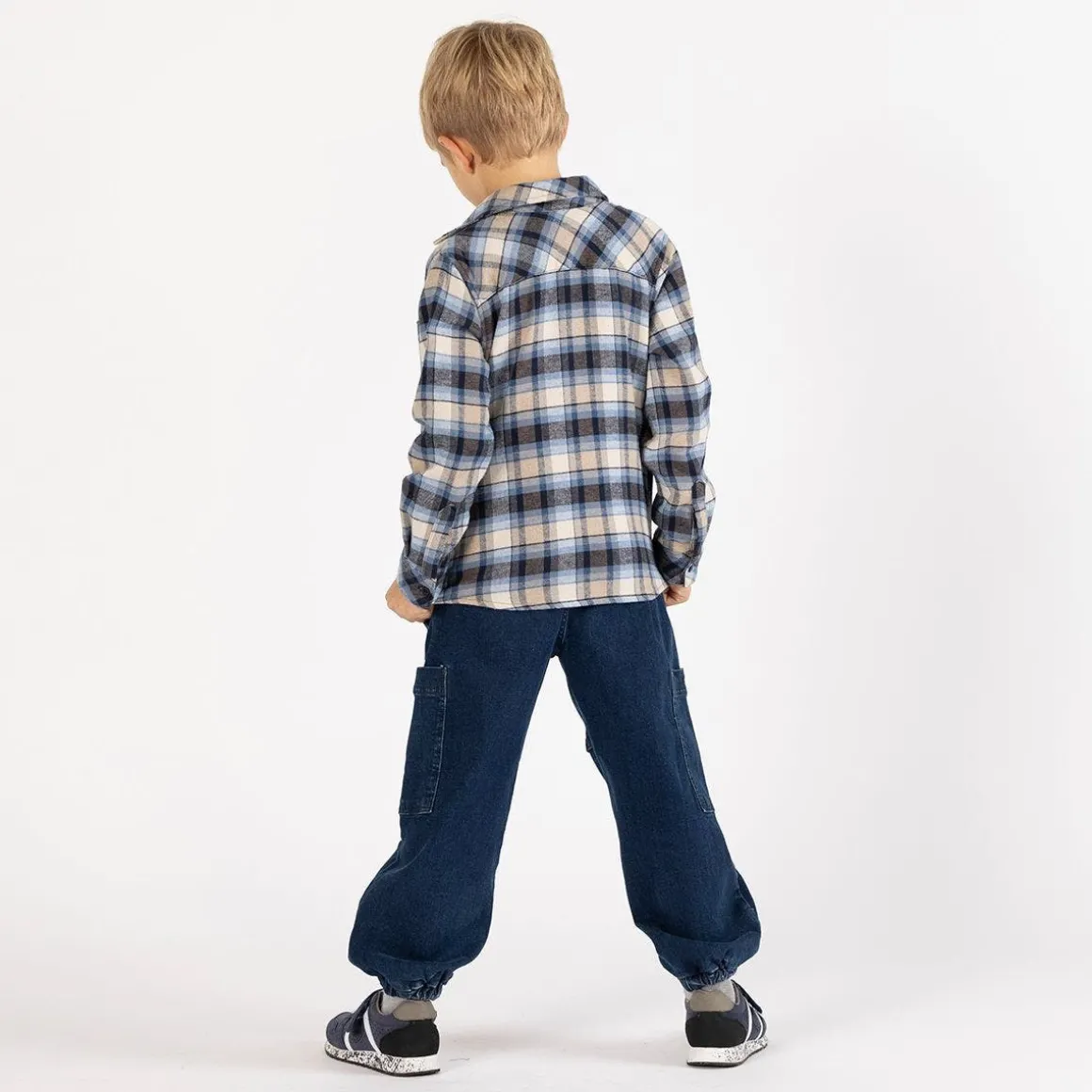 Camicia flanella a quadri in grigio per ragazzo