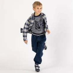Camicia flanella a quadri in grigio per ragazzo