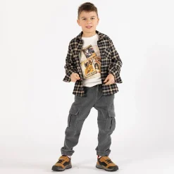 Camicia flanella a quadri in grigio per ragazzo