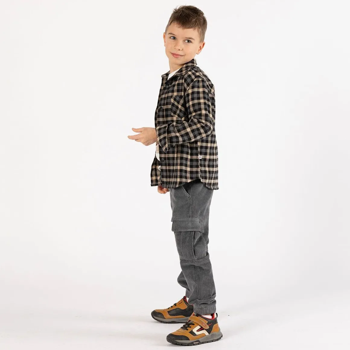 Camicia flanella a quadri in grigio per ragazzo
