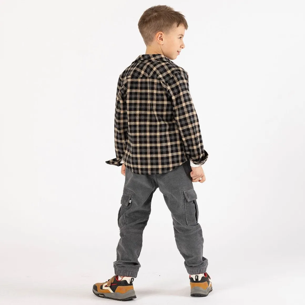 Camicia flanella a quadri in grigio per ragazzo
