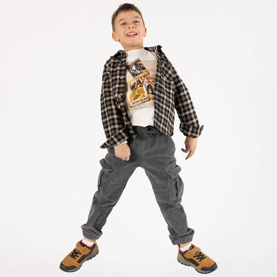 Camicia flanella a quadri in grigio per ragazzo