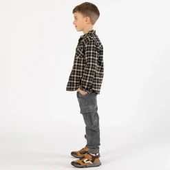 Camicia flanella a quadri in grigio per ragazzo